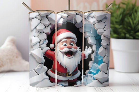 3D Christmas Santa Tumbler Wrap PNG for Creative Projects