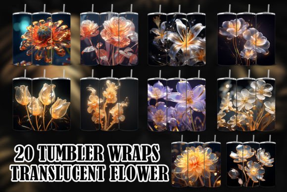 3D Flower Translucent Tumbler Design for Sublimation