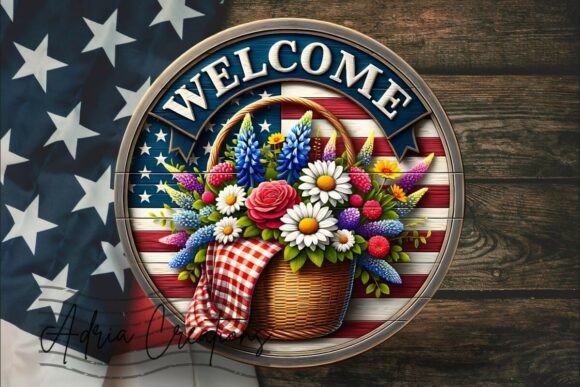 3D Patriotic Basket American Flag Sign: A High-Resolution Design for Creative Projects