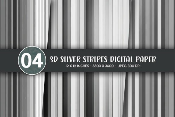 3D Silver Stripes Digital Paper for Modern Design Projects