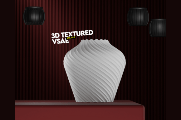 3D Textured Vase STL File