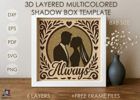 3D Wedding Shadow Box SVG Template: A Creative Way to Add Romantic Elegance to Your Space