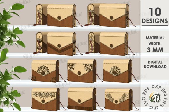 3D Wooden Clutch Purses Laser Cut Bundle