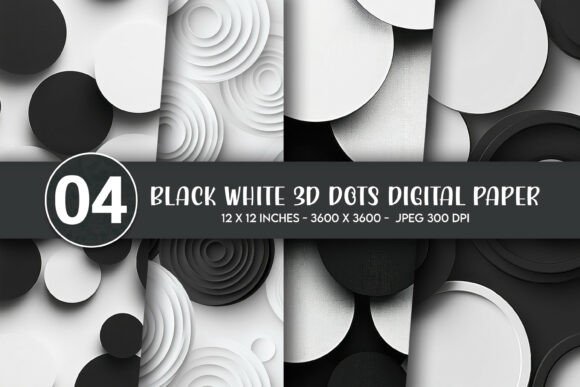 Black White 3D Dots Digital Paper: A Modern Design Element for Versatile Use