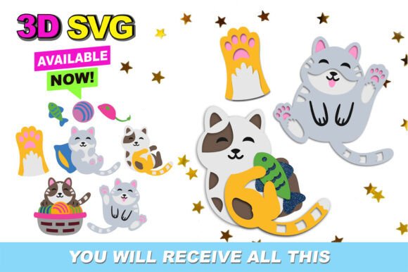 Cute Cat 3D SVG for Creative Projects