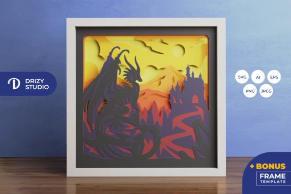 Dragon 3D Shadow Box SVG Light Box – A Captivating Addition to Your Home or Project