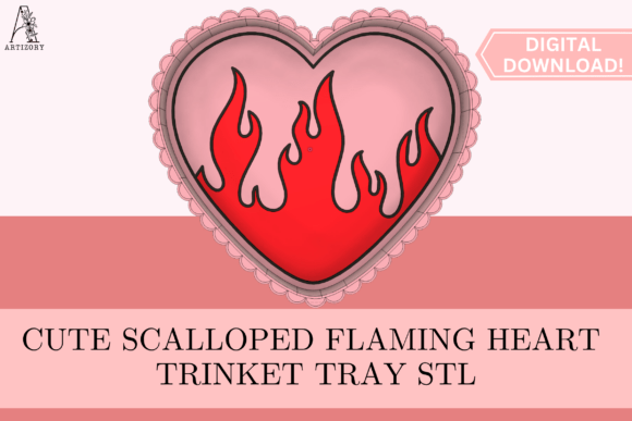 Heart Flame Trinket Tray STL 3D Print: A Stylish and Functional Home Decor Solution