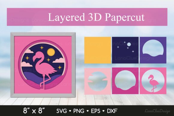 Layered Night Flamingo 3D Shadow Box SVG – A Versatile Design for Creative Projects
