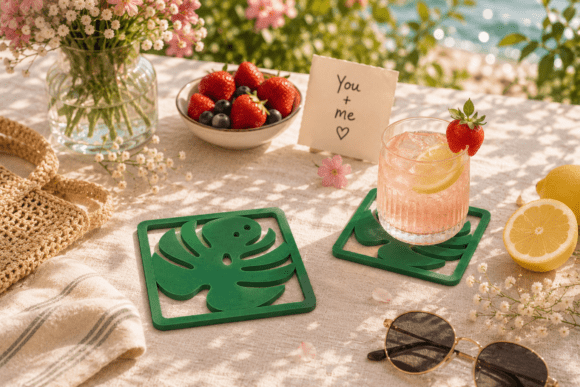 Monstera Leaf Coaster 2, 3D Print File: A Strategic Design for Tropical-Inspired Living and Workspaces