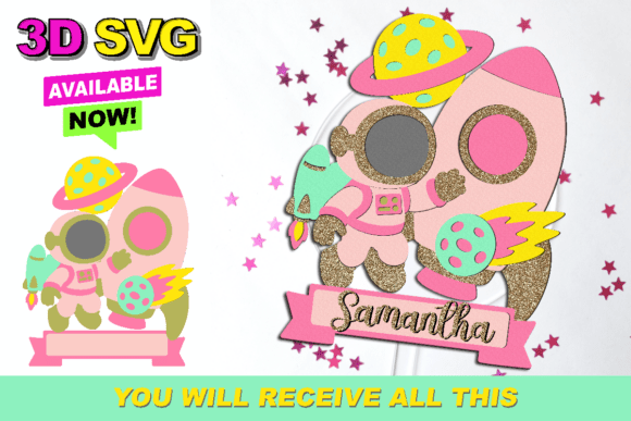 Outer Space Girl Cake Topper 3D SVG – Spark Imagination at Any Celebration