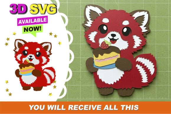 Red Panda Kawaii 3D SVG: Sweet Treats Edition