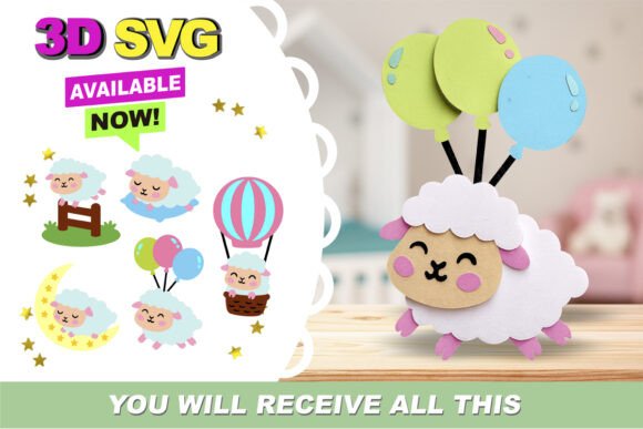 Sheep Kawaii 3D SVG for Creative Projects