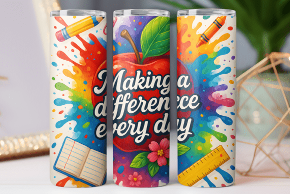 Teacher Tumbler Wrap 3D PNG for 20oz Skinny